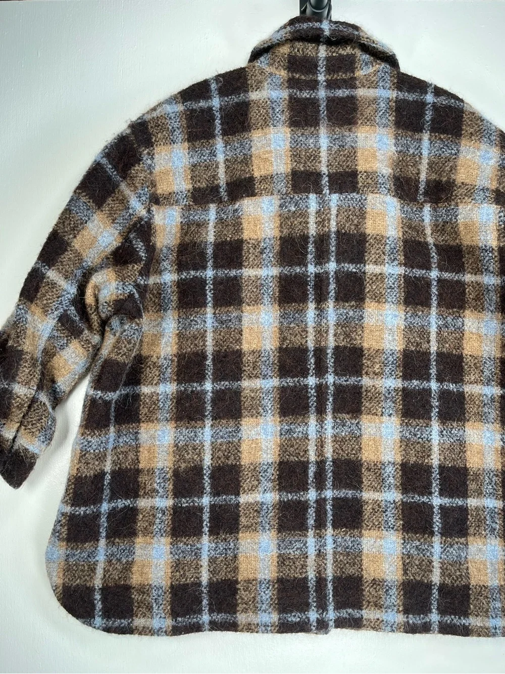 Madewell Belrose Shirt Jacket Cassel Plaid Wool Shacket Plus Size 3X Fuzzy Blue
